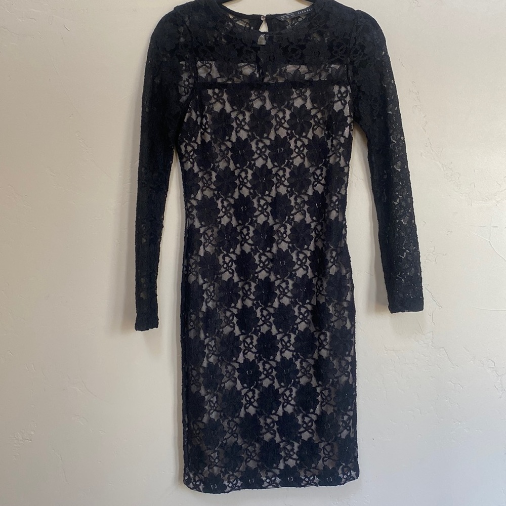 Zara Basics Black Lace Dress size XS